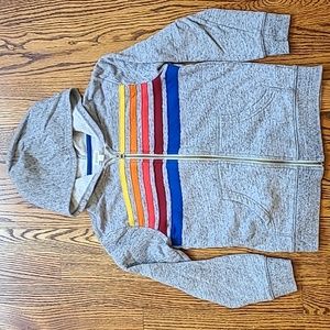 Gymboree Zip Through Heather Gray Hoodie Rainbow Applique Size M 7-8 Years
